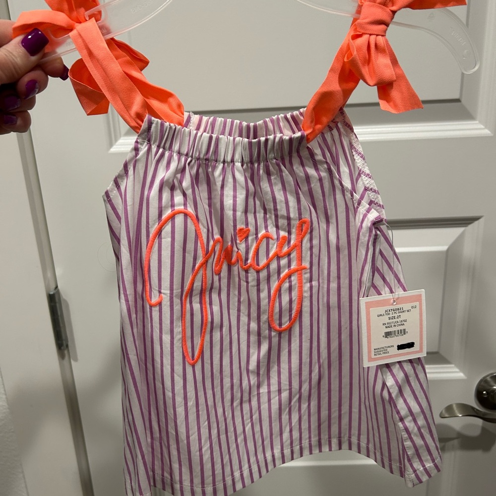 Juicy Couture Pink and Orange Striped Tank Top